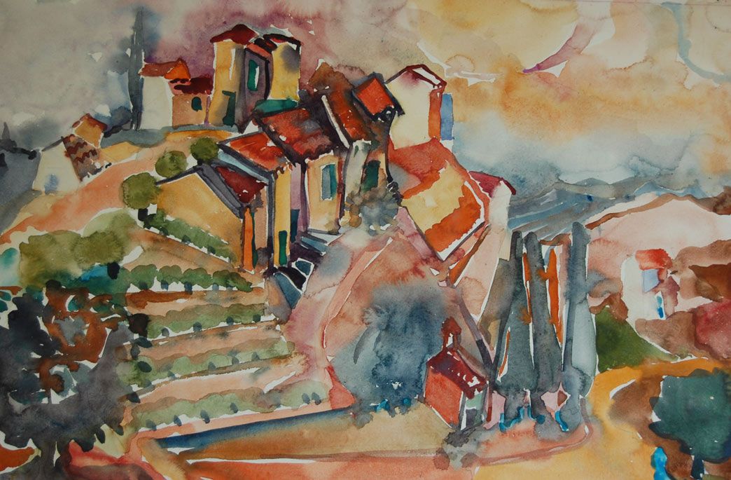 Odile Penelle - Annee 70 - Cévennes - Aquarelle