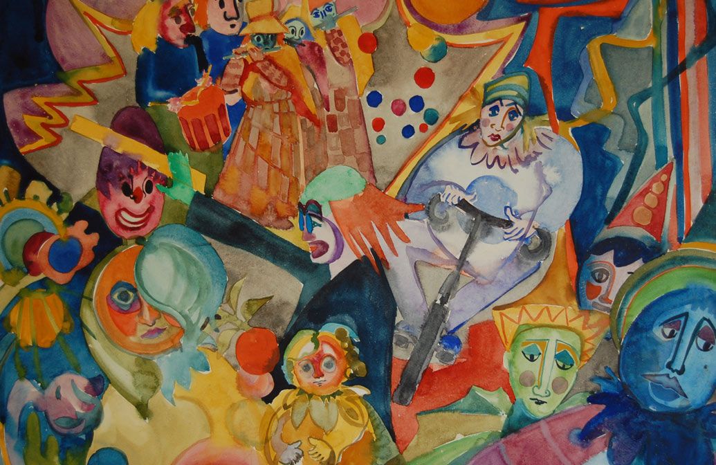 Odile Penelle - Annee 70 - Au cirque - Aquarelle