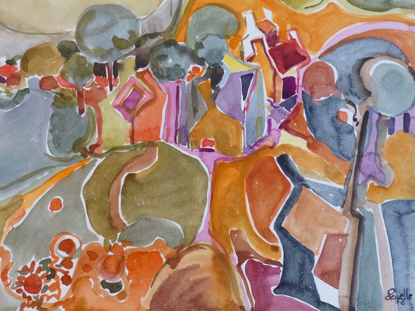 Odile Penelle - Annee 70 - Provence - Aquarelle